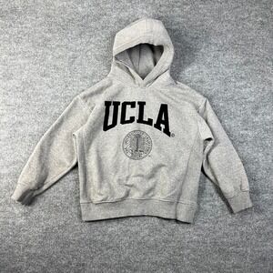 UCLA Hoodie Boys Youth Gray Emblem Logo Ribbed Side Panel Pullover Sports Y2
